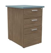 Caisson HT bureau - steely/stelly manager - Profondeur 60 cm - noyer - top bleu argile 