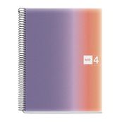Notebook Aurora, Couverture souple, A4, quadrillage 5x5 mm, 120 feuilles de 4 couleurs, Miquelrius, Provence.