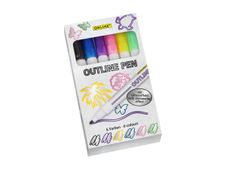ONLINE Outline - Marqueur - 6 couleurs dans un étui avec effet pailleté