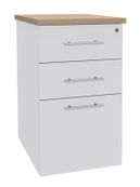 Caisson HT bureau - steely/stelly manager - Profondeur 60 cm - blanc perle - top chene 