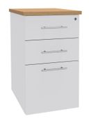 Caisson HT bureau - steely/stelly manager - Profondeur 60 cm - blanc perle - top hetre 