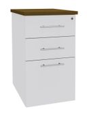 Caisson HT bureau - steely/stelly manager - Profondeur 60 cm - blanc perle - top noyer 