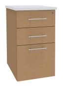 Caisson HT bureau - steely/stelly manager - Profondeur 60 cm - hetre - top blanc perle 