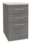 Caisson HT bureau - steely/stelly manager - Profondeur 60 cm - chene gris - top blanc perle