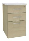 Caisson HT bureau - steely/stelly manager - Profondeur 60 cm - erable - top blanc perle