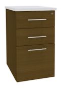 Caisson HT bureau - steely/stelly manager - Profondeur 60 cm - noyer - top blanc perle 