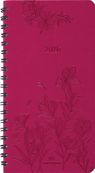 Agenda de poche spiralé Primrose - 1 semaine sur 2 pages - 9,5 x 17 cm - fuchsia - Oberthur