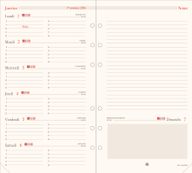 Oberthur - Recharge pour organiseur - 1 semaine par page et 1 page de notes - 9,5 x 19,5 cm
