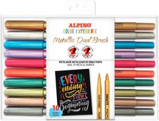 10 ROTULADORES DUAL BRUSH METALLIC COLOR EXPERIENCE ALPINO