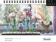 Calendrier mensuel à spirales 16x18 cm - Bouquets