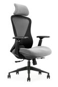 Fauteuil de bureau DESIGNER - Accoudoirs réglables - Appuie-tête - gris et noir