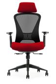 Fauteuil de bureau DESIGNER - Accoudoirs réglables - Appuie-tête - rouge et noir