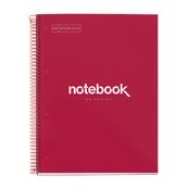 Notebook Emotions, Couverture rigide, A4, lignes horizontales 7 mm, 120 feuilles de 5 couleurs, Miquelrius, Rouge.