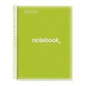 Notebook Emotions, Couverture souple, A4, lignes horizontales 7 mm, 120 feuilles  de 5 couleurs, Miquelrius, Lime.