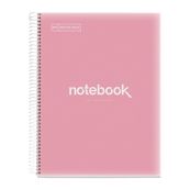 Notebook Emotions, Couverture souple, A4, lignes horizontales 7 mm, 120 feuilles de 5 couleurs, Miquelrius, Rose.
