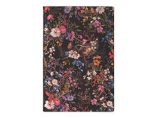 Paperblanks Flexis William Kilburn - Cahier de notes - reliure piquée - mini - 95 x 140 mm - 104 feuilles / 208 pages - ruled - floralia - noir