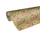 Rouleau papier cadeau kraft 0,7 x 50 m 65g imprimé fleurs - Viquel