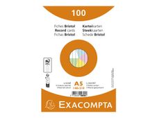 Exacompta Bristol - Fiche d'index - A5 (148 x 210 mm) - 100 feuilles - blanc, jaune, rose, bleu, vert - doublé