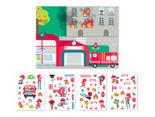 APLI kids - Game of Stickers with Scene Fire Station - juego educativo