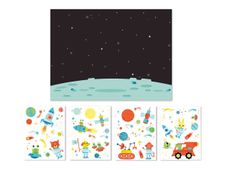 APLI kids - Game of Stickers with Scene Outer Space - juego educativo