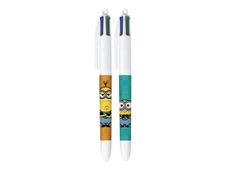 BIC 4 Couleurs Decors Limited Edition - Stylo bille 4 couleurs - Minions - rouge, bleu, vert, noir - 1 mm - moyen - rétractable (pack de 2)
