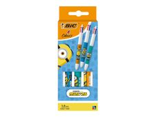 BIC 4 Couleurs Decors Limited Edition - Stylo bille 4 couleurs - Minions - rouge, bleu, vert, noir - 1 mm - moyen - rétractable (pack de 3)
