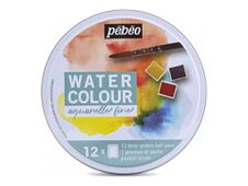 Pebeo - Ensemble de peinture - aquarelle - 12 couleurs - couleurs assorties - satin - fine - demi-plateau