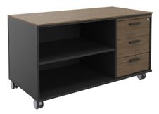 Console mobile KHEOPS - L120XP60XH66 cm - 3 tiroirs - structure carbone - finition imitation noyer