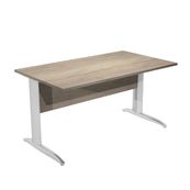 Bureau droit Trend - L140 - Pieds métals - plateau imitation chêne canadien - pied effet chromé