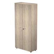 Bibliothèque haute Trend - L80xP35xH180 cm - 2 portes en mélaminé avec serrure - imitation chêne canadien