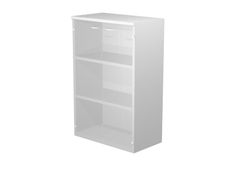 Bibliothèque haute Trend - L80xP44xH120 cm - 2 portes en verre dépoli - gris