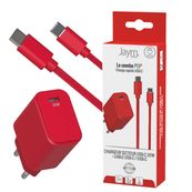 Jaym - Chargeur secteur pour smartphone + câble USB-C - rouge