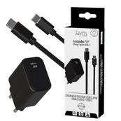 Jaym - Chargeur secteur pour smartphone + câble USB-C - noir