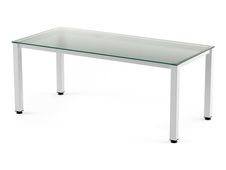 Rocada Executive - Mesa - rectangular - transparente - blanco, RAL 9003 base