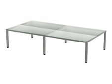 Rocada Executive - Mesa - rectangular - transparente - gris, RAL 9006 base