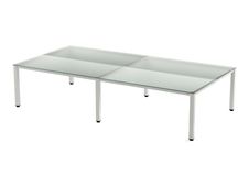 Rocada Executive - Mesa - rectangular - transparente - blanco, RAL 9003 base