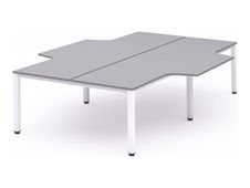 Rocada Executive - Mesa - con forma de L - gris - blanco, RAL 9003 base