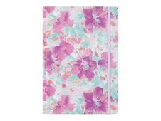Oberthur Caracas - Cahier de notes - A5 (148 x 210 mm) - 100 feuilles / 200 pages - papier ivoire - doublé - pink flowers - couverture rose