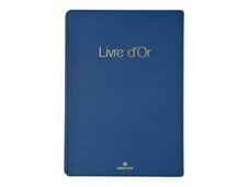 Oberthur Garance - Livre d'or - A4 (205 x 330 mm) - 64 feuilles / 128 pages - papier ivoire - couverture bleu marine - synthétique