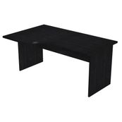 Bureau compact Trend - L160 cm - retour à gauche - pieds panneaux - plateau imitation frêne noir