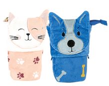 Trousse pot a crayons spa peluche 1 compartiment 2 decors assortis - Hamelin