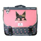 Cartable 35 cm Wonder Fox- 2 compartiments- gris-  Pol Fox