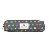 Trousse rectangulaire  Space Invader- 2 compartiments- gris- Pol Fox
