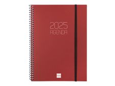 Finocam Opaque - Diario - 2025 - vista de la semana - encuadernado espiral - E10 - 155 x 212 mm - burdeos - polipropileno (PP)