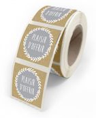 Etiquettes Plaisir d'offrir grise 4x3,5cm - rouleau de 500