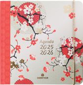 Agenda à élastique Sakura - 1 semaine sur 2 pages - 16,5 x 16,5 cm - fleurs de cerisiers - Oberthur