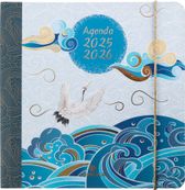 Agenda à élastique Sakura - 1 semaine sur 2 pages - 16,5 x 16,5 cm - vagues - Oberthur