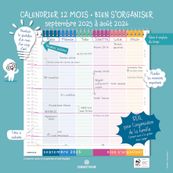 Calendrier mensuel Bien s'organiser - 30 x 30 cm - 12 feuillets - Oberthur