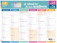 Calendrier de mon académie - Zone C - 6 mois par face - 32 x 42 cm - Oberthur