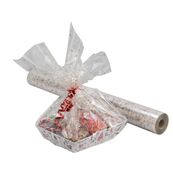 Rouleau film fleuriste transparent – 0,8 x 120 m – étoiles or et blanches